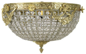 Casa Padrino Barock Kristall Deckenleuchte Gold  40 cm - Runde Deckenlampe im Barockstil - Barock Leuchten - Edel & Prunkvoll