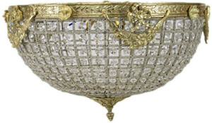 Casa Padrino Barock Kristall Deckenleuchte Gold  50 cm - Runde Deckenlampe im Barockstil - Barock Leuchten - Edel & Prunkvoll