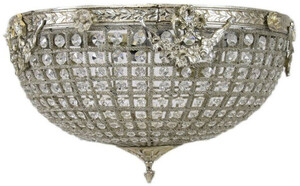 Casa Padrino Barock Kristall Deckenleuchte Silber  50 cm - Runde Deckenlampe im Barockstil - Barock Leuchten - Edel & Prunkvoll