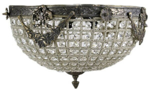 Casa Padrino Barock Kristall Deckenleuchte Oxidiert  40 cm - Runde Deckenlampe im Barockstil - Barock Leuchten - Edel & Prunkvoll