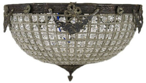 Casa Padrino Barock Kristall Deckenleuchte Oxidiert  50 cm - Runde Deckenlampe im Barockstil - Barock Leuchten - Edel & Prunkvoll