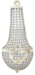 Casa Padrino Barock Kristall Wandleuchte Silber 30 x H. 70 cm - Elegante Wandlampe im Barockstil - Barock Leuchten - Edel & Prunkvoll