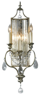 Casa Padrino Barock Kristall Wandleuchte Silber / Gold 27 x 11,4 x H. 66 cm - Elegante Wandlampe im Barockstil - Barock Mbel