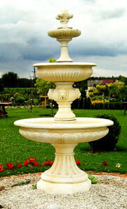 Casa Padrino Barock Springbrunnen Cremefarben  150 x H. 280 cm - Prunkvoller Gartenbrunnen - Gartendeko Brunnen - Barock Garten Deko Accessoires