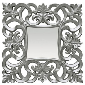 Casa Padrino Barock Spiegel Silber 76 x H. 76 cm - Quadratischer Wandspiegel im Barockstil - Prunkvoller Antik Stil Garderoben Spiegel - Barock Interior - Barock Mbel