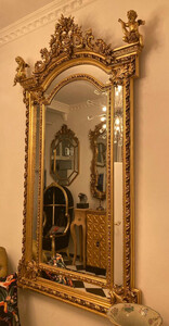 Casa Padrino Barock Spiegel Gold - Handgefertigter Antik Stil Wandspiegel mit dekorativen Engelsfiguren - Wohnzimmer Spiegel - Garderoben Spiegel - Prunkvolle Barock Mbel