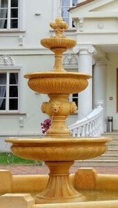 Casa Padrino Barock Springbrunnen Beige  150 x H. 280 cm - Prunkvoller Gartenbrunnen - Gartendeko Brunnen - Barock Garten Deko Accessoires