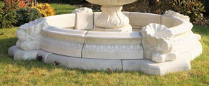 Casa Padrino Barock Springbrunnen Umrandung Wei  270 x H. 44 cm - Prunkvolle Gartenbrunnen Umrandung - Brunnen Umrandung - Prunkvolle Gartendeko im Barockstil