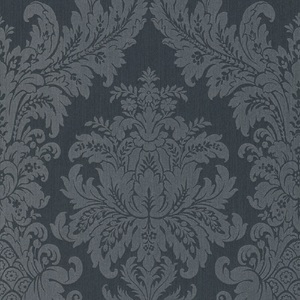 Casa Padrino Barock Textiltapete Schwarz / Grau 10,05 x 0,53 m - Luxus Wohnzimmer Tapete