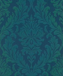 Casa Padrino Barock Textiltapete Blau / Grn 10,05 x 0,53 m - Wohnzimmer Tapete - Deko Accessoires im Barockstil