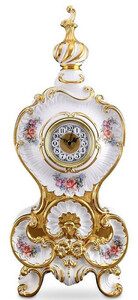 Casa Padrino Barock Tischuhr Wei / Gold / Mehrfarbig 37 x 17 x H. 84 cm - Prunkvolle Barock Keramik Uhr mit Blumen Design