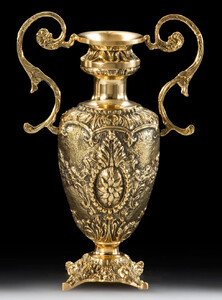 Casa Padrino Luxus Barock Vase Gold 23 x H. 34 cm - Handgefertigte Bronze Blumenvase im Barockstil - Barock Deko Accessoires - Edel & Prunkvoll