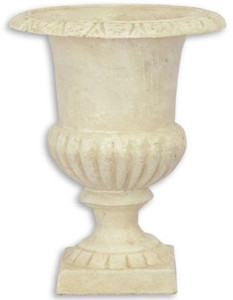 Casa Padrino Barock Vase Creme  17 x H. 21,8 cm - Kleine runde Gusseisen Blumenvase - Garten Deko Vase - Barock Deko Accessoires