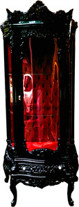 Casa Padrino Barock Vitrine Schwarz / Bordeaux - Prunkvoller Barock Vitrinenschrank mit Glastr und wunderschnen Verzierungen - Barock Mbel