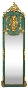 Casa Padrino Luxus Barock Wandspiegel Madonna Grn / Gold 55 x H. 175 cm - Massiv und Schwer - Antik Stil Spiegel