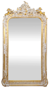 Casa Padrino Barock Wandspiegel Antik Wei / Gold 85 x H. 160 cm - Prunkvoller Barock Spiegel mit wunderschnen Verzierungen und dekorativen Engelsfiguren