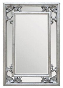 Casa Padrino Barock Spiegel Silber 66 x H. 96 cm - Rechteckiger Wandspiegel im Barockstil - Prunkvoller Antik Stil Garderoben Spiegel - Barock Interior - Barock Mbel