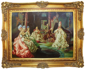 Casa Padrino Barock lgemlde Klassisches Konzert Mehrfarbig / Gold 160 x 10 x H. 130 cm - Handgemaltes Gemlde mit prunkvollem Rahmen im Barockstil - Barock Mbel