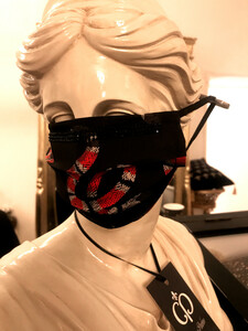 Casa Padrino Bling Bling Snakes Schwarz / Rot  - CP Maske mit schwarzen Glitzersteinen