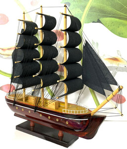 Casa Padrino Deko Segelschiff Belem mit Massivholz Stnder Braun / Schwarz - Verschiedene Gren - Handgefertigtes Schiff Holzschiff - Deko Accessoires