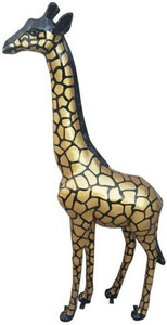 Casa Padrino Designer Deko Giraffe Schwarz / Gold H. 205 cm - Riesige Dekofigur - Tierfigur - Gartendeko Skulptur - Gartenfigur
