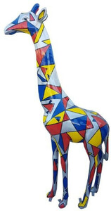 Casa Padrino Designer Deko Giraffe Grau / Mehrfarbig H. 205 cm - Riesige Dekofigur - Tierfigur - Gartendeko Skulptur - Gartenfigur