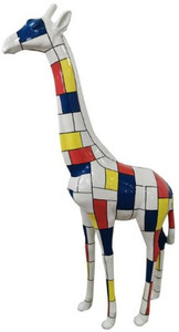 Casa Padrino Designer Deko Giraffe Wei / Mehrfarbig H. 205 cm - Riesige Dekofigur - Gartendeko Skulptur - Gartenfigur