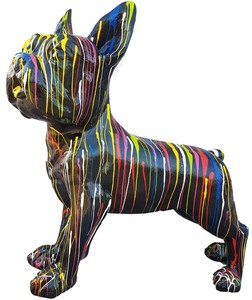 Casa Padrino Designer Deko Hund Bulldogge Schwarz / Mehrfarbig 178 x H. 178 cm - Riesige Dekofigur - Gartendeko Skulptur - Gartenfigur