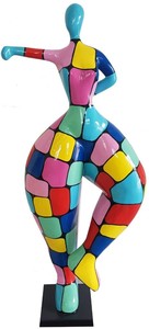 Casa Padrino Designer Deko Skulptur Frau beim Sport Mehrfarbig H. 132 cm - Dekofigur - Gartendeko Skulptur - Luxus Gartenfigur