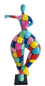 Casa Padrino Designer Deko Skulptur Frau beim Sport Mehrfarbig H. 85 cm - Dekofigur - Gartendeko Skulptur - Luxus Gartenfigur