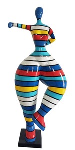 Casa Padrino Designer Deko Skulptur Frau beim Sport Mehrfarbig H. 85 cm - Dekofigur - Gartendeko Skulptur - Gartenfigur