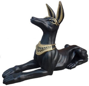 Casa Padrino Deko Skulptur Anubis Hund Schwarz / Gold 122 x H. 52 cm - Wetterbestndige gyptische Dekofigur - Deko Accessoires