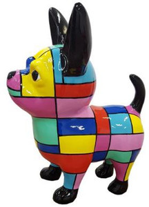 Casa Padrino Designer Dekofigur Chihuahua Hund Mehrfarbig H. 55 cm - Wetterbestndige Deko Skulptur - Wohnzimmer Deko - Garten Deko - Designer Deko Tierfigur