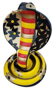 Casa Padrino Designer Dekofigur Cobra Schlange Bunt H. 90 cm - Wohnzimmer Deko Skulptur - Gartendeko Skulptur - Wetterbestndige Tierfigur