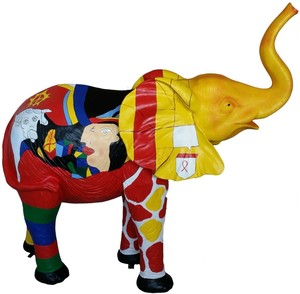 Casa Padrino Designer Dekofigur Elefant Mehrfarbig 160 x H. 160 cm - Riesige Deko Skulptur - Gartendeko