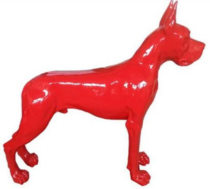 Casa Padrino Designer Dekofigur Hund Deutsche Dogge Rot 125 x H. 110 cm - Lebensgroe Deko Skulptur - Wetterbestndige Tierfigur