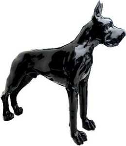 Casa Padrino Designer Dekofigur Hund Deutsche Dogge Schwarz 125 x H. 110 cm - Lebensgroe Deko Skulptur - Wetterbestndige Tierfigur
