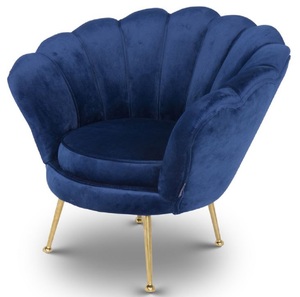 Casa Padrino Designer Kinder Samt Sessel Blau / Messingfarben 96 x 79 x H. 78 cm - Luxus Kindermbel