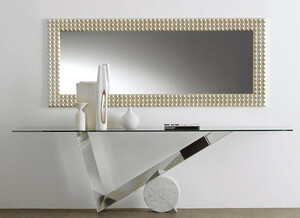 Casa Padrino Designer Konsole Silber / Wei - Verschiedene Tischgren - Konsolentisch mit Glasplatte - Moderne Wohnzimmer Mbel - Luxus Kollektion