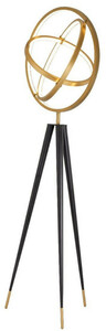 Casa Padrino Designer LED Stehleuchte Antik Messing / Schwarz  70 x H. 205 cm - Moderne Dreibein Stehlampe - Wohnzimmer Lampe - Luxus Qualitt