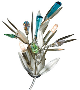 Casa Padrino Designer LED Wandleuchte Silber / Mehrfarbig 25 x 12 x H. 32 cm - Wohnzimmer Wandleuchte mit edlem Swarovski Kristallglas - Luxus Qualitt