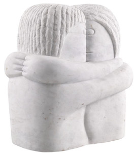 Casa Padrino Designer Marmor Skulptur Wei 37 x 25 x H. 40 cm - Edle Dekofigur - Marmorfigur - Wohnzimmer Deko Accessoires