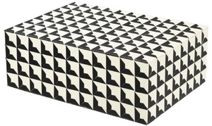 Casa Padrino Designer Schmuckkasten mit Deckel Schwarz / Wei 28 x 21 x H. 10 cm - Schmuckschatulle - Aufbewahrungsbox - Luxus Qualitt