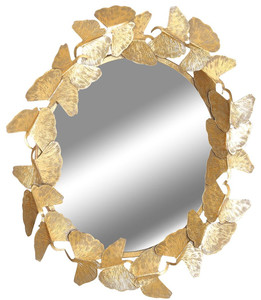 Casa Padrino Designer Spiegel Gold  83 cm - Moderner pulverbeschichteter Metall Wandspiegel - Deko Accessoires
