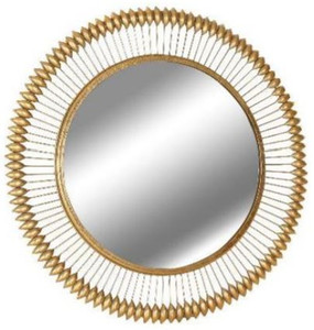 Casa Padrino Designer Spiegel Gold  90 cm - Moderner mit Goldfolie pulverbeschichteter Metall Wandspiegel - Luxus Deko Accessoires
