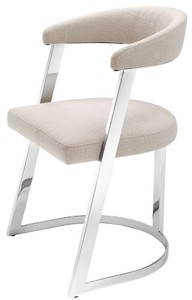 Casa Padrino Designer Stuhl mit Armlehnen Naturfarben / Silber 53,5 x 49 x H. 78 cm - Esszimmerstuhl - Brostuhl - Designermbel