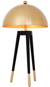 Casa Padrino Luxus Tischleuchte Gold / Schwarz  38,5 x H. 69 cm - Moderne Dreibein Tischlampe mit rundem Metall Lampenschirm