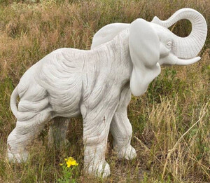 Casa Padrino Gartendeko Skulptur Elefant Grau 83 x 37 x H. 67 cm - Garten Deko Stein Figur - Garten Stein Skulpturen - Garten Deko Accessoires