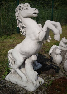 Casa Padrino Gartendeko Skulptur Pferd Grau 47 x 28 x H. 100 cm - Garten Deko Stein Figur - Garten Stein Skulpturen - Garten Deko Accessoires