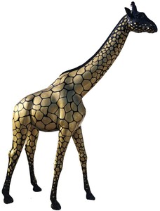 Casa Padrino Designer Deko Giraffe Schwarz / Gold H. 320 cm - Riesige Dekofigur - Lebensgroe Tierfigur - Gartendeko Skulptur